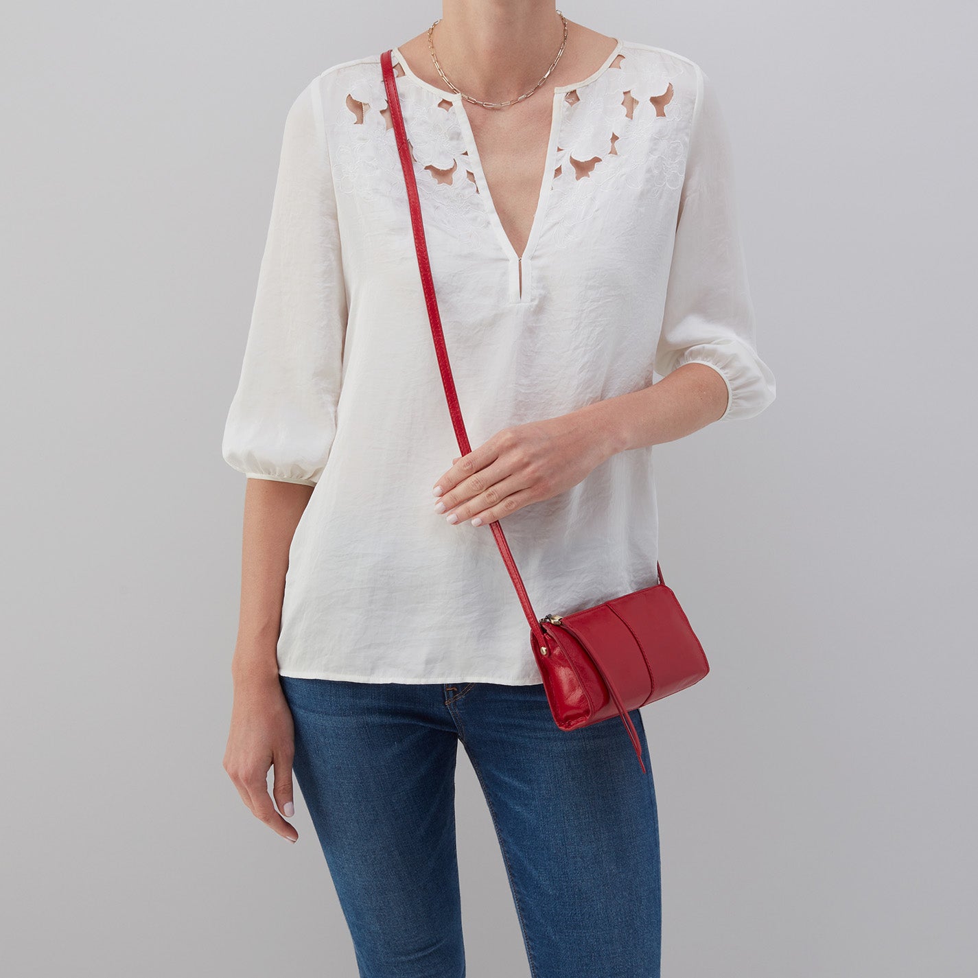 Hobo Jewel Crossbody Crimson Leather