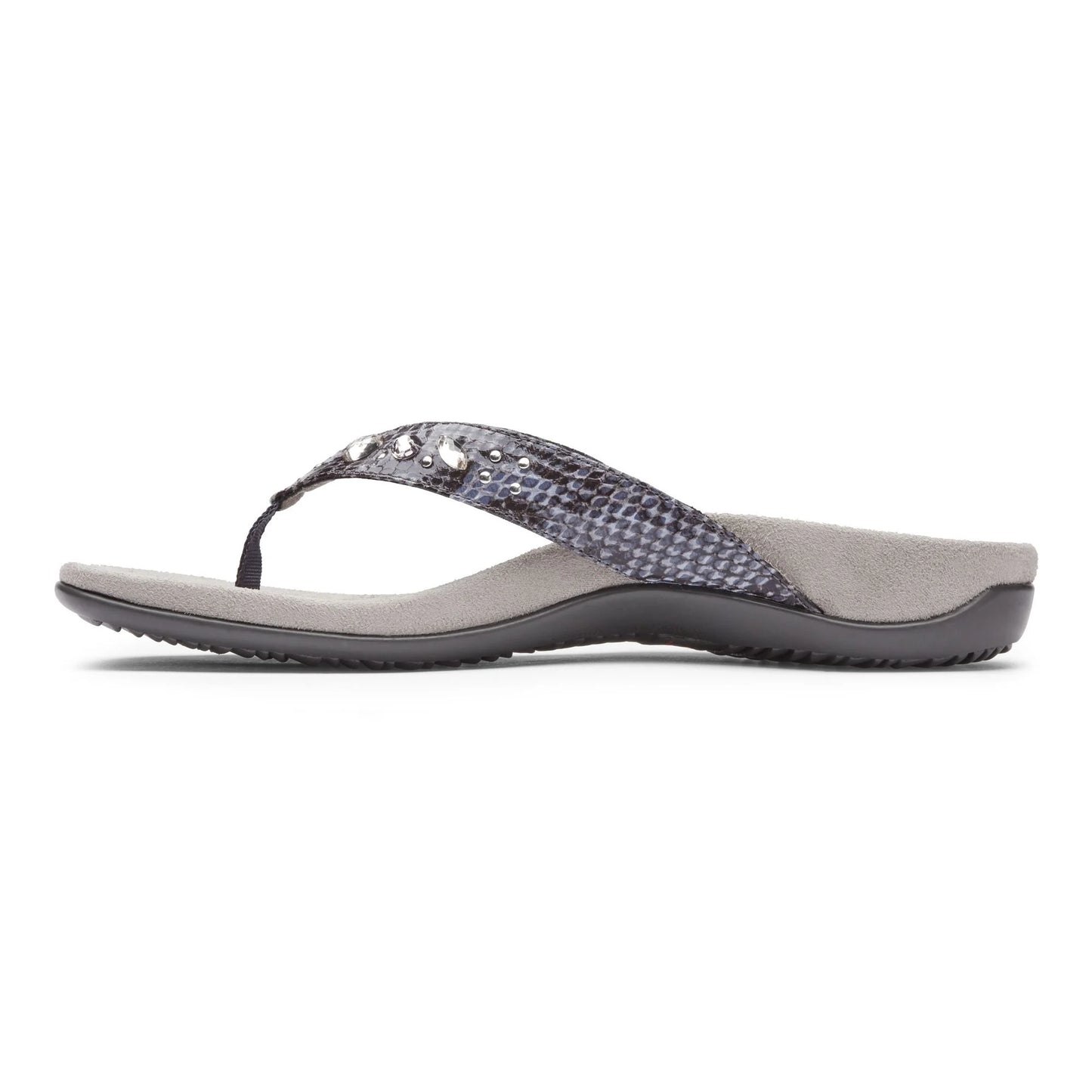 Vionic Lucia Toe Post Sandal Slate Grey Snake