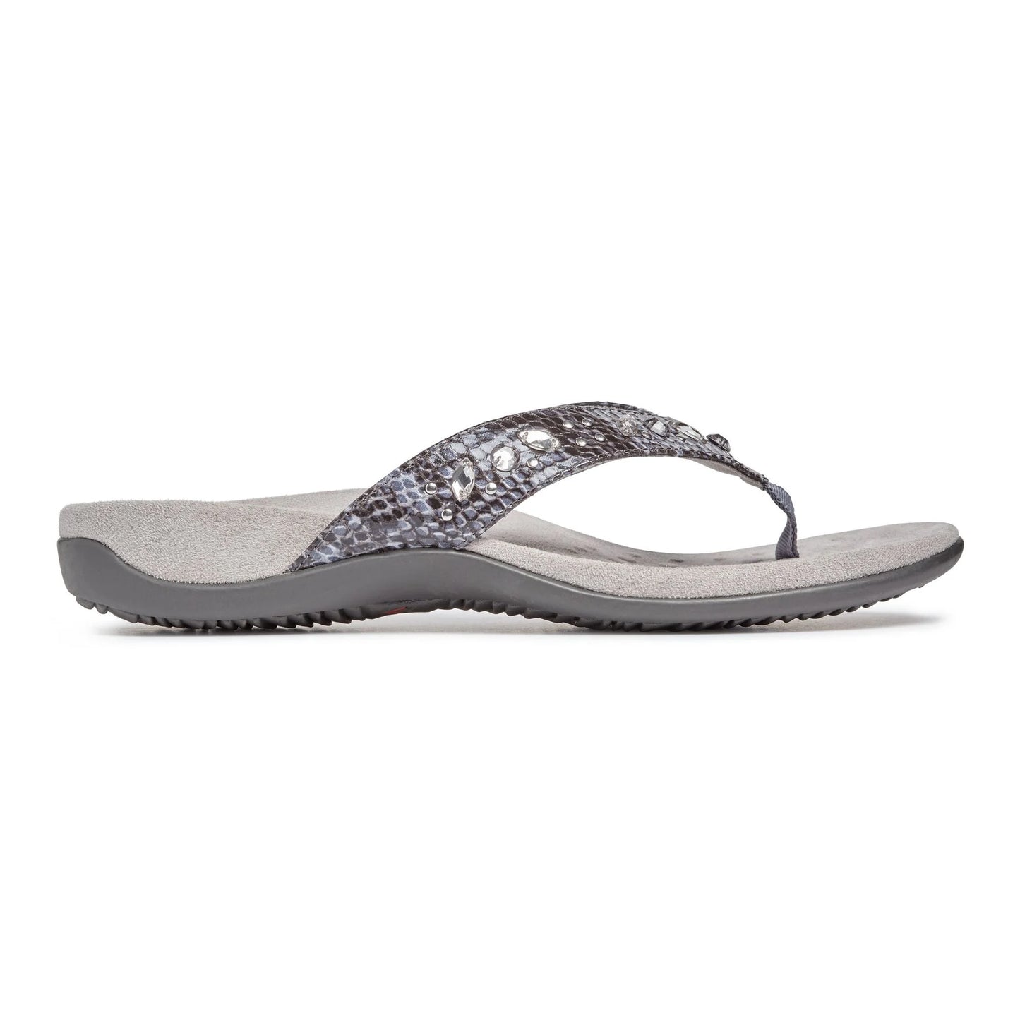 Vionic Lucia Toe Post Sandal Slate Grey Snake