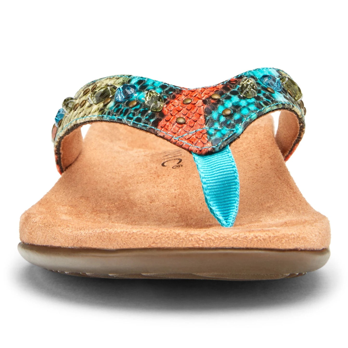Vionic Lucia Toe Post Sandal Color Blue Teal Snake