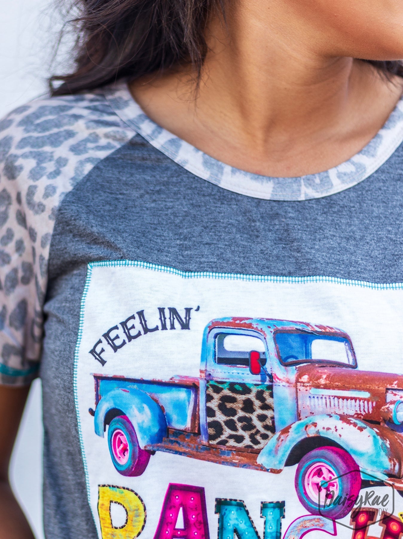 Feelin' Ranchy Truck Leopard Sleeve Tee