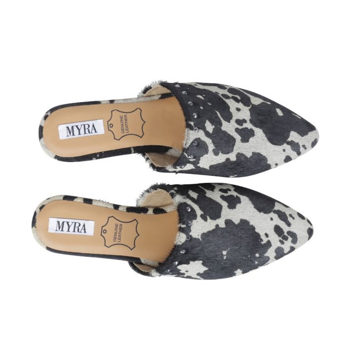 Myra Slip On Shoe Black and White Cow Print