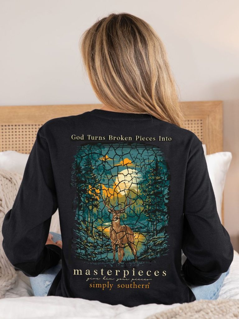 Simply Southern Broken Pieces Black Long Sleeve Tee