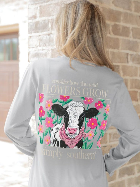 Simply Southern Cow Wildflowers Grow Long Sleeve Tee