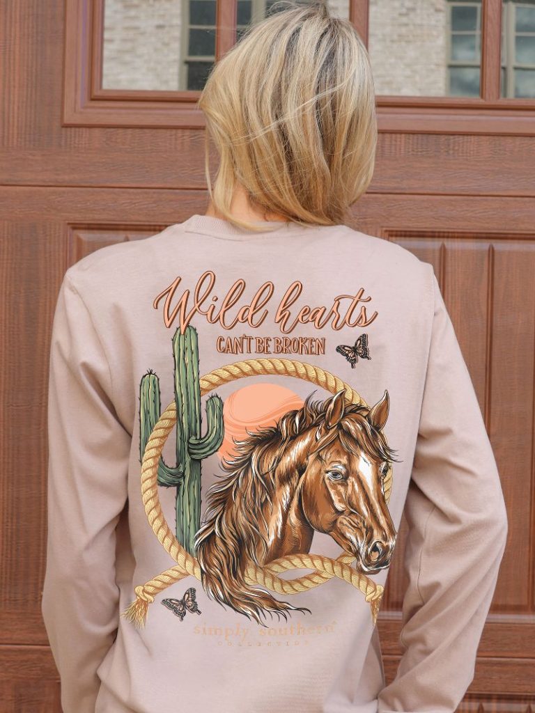 Simply Southern Horse Wild Hearts Long Sleeve Tee