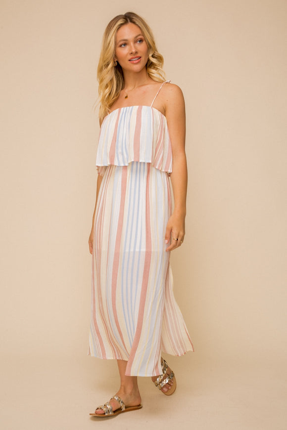 Strappy Striped Maxi Dress