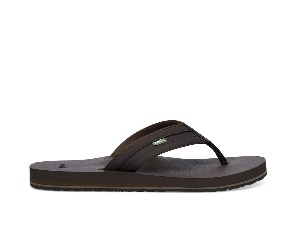 Men's Sanuk Ziggy Flip Flop Dark Brown