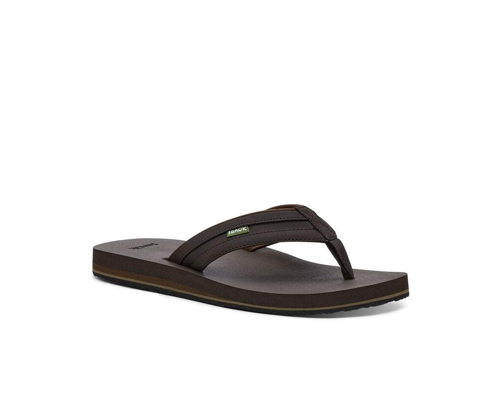 Men's Sanuk Ziggy Flip Flop Dark Brown