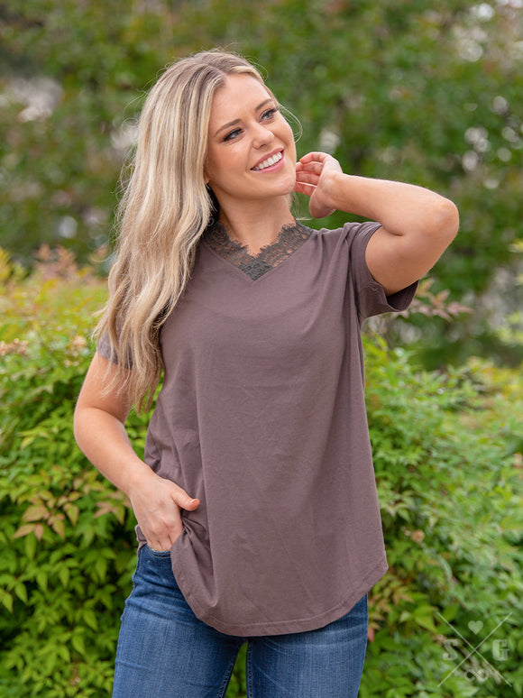 Lacey's Grey V-Neck Tee