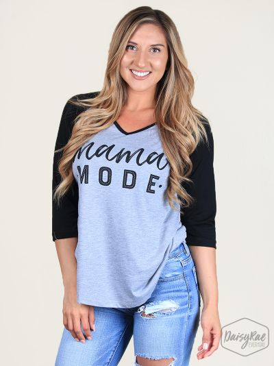 Mama Mode Grey & Black V-Neck Raglan