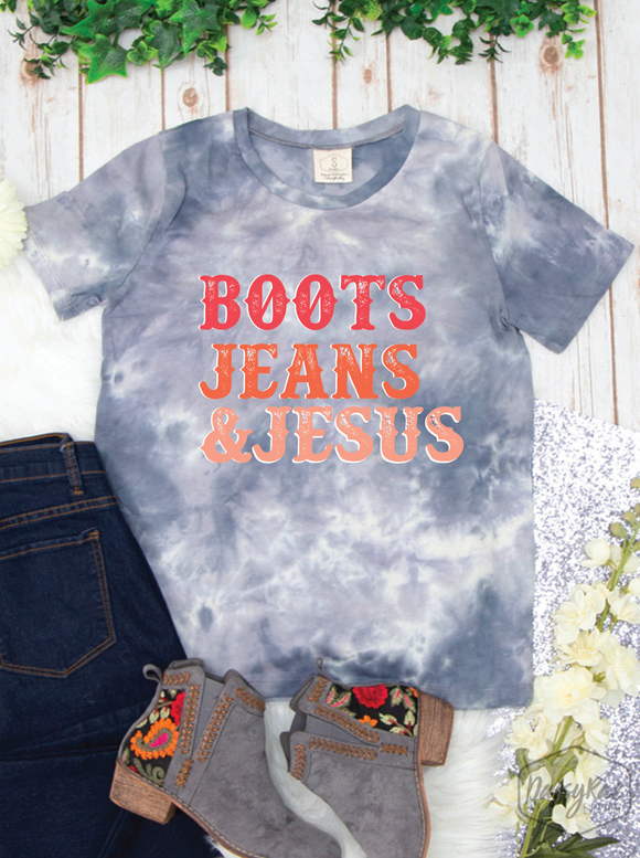 BOOTS JEANS AND JESUS TEE