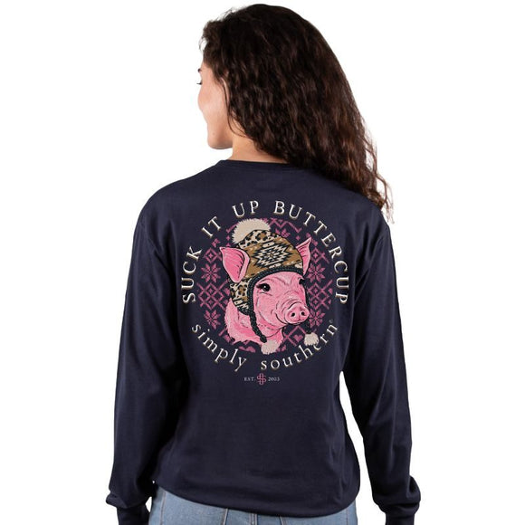Simply Southern Suck It Up Buttercup Pig Long Sleeve Tee