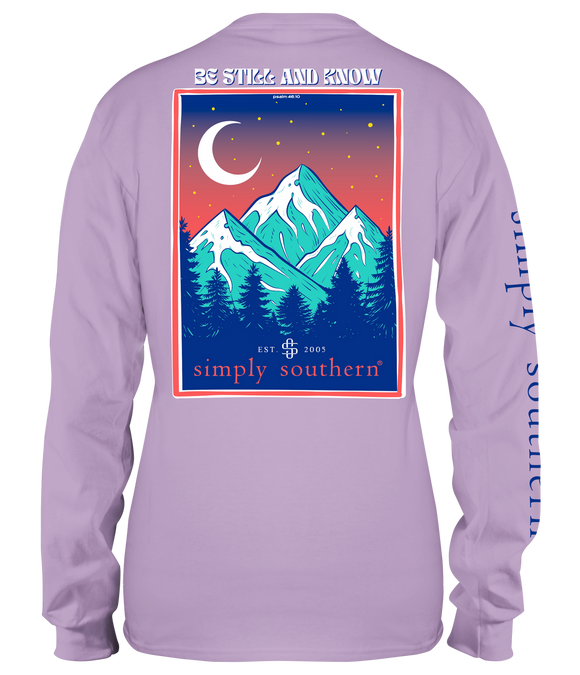 Simply Southern Be Still and Know Lilac Long Sleeve Tee