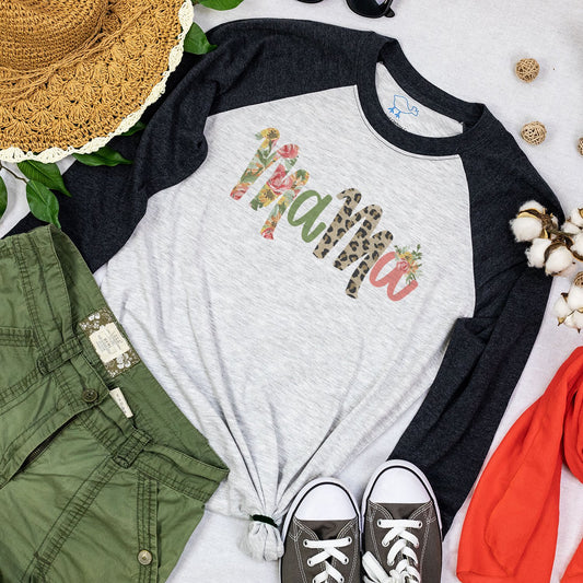 Mama Black Raglan