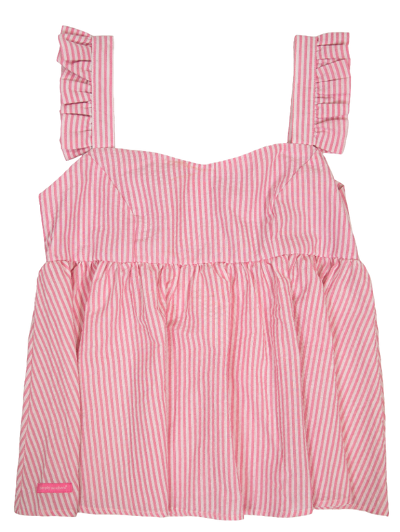 Simply Southern Sear-Sucker Pink Sleeveless Top