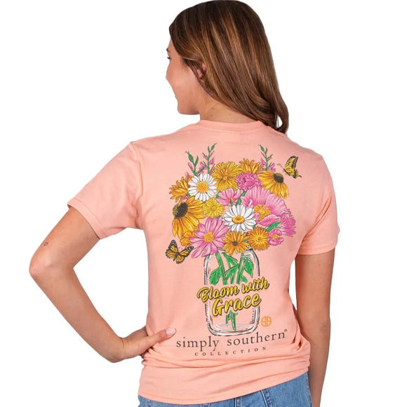 Simply Southern Bloom with Grace T-Shirt Orange Sherbet