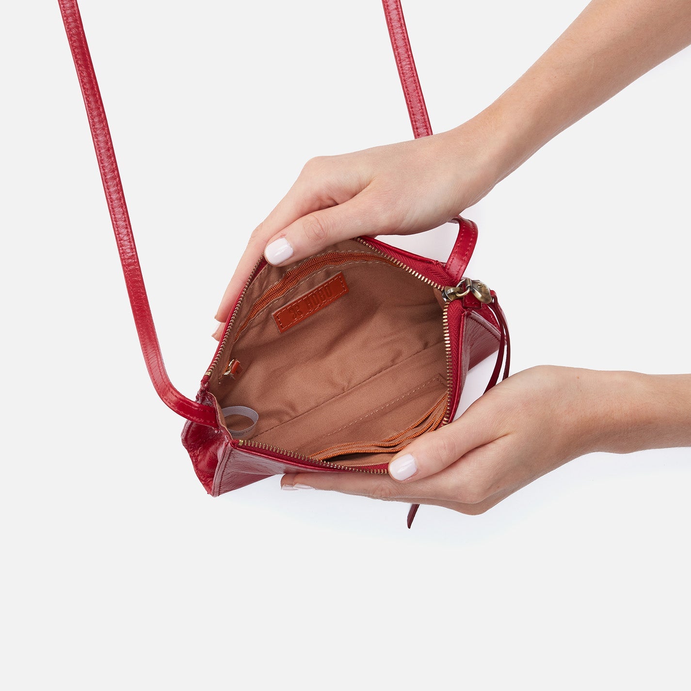 Hobo Jewel Crossbody Crimson Leather