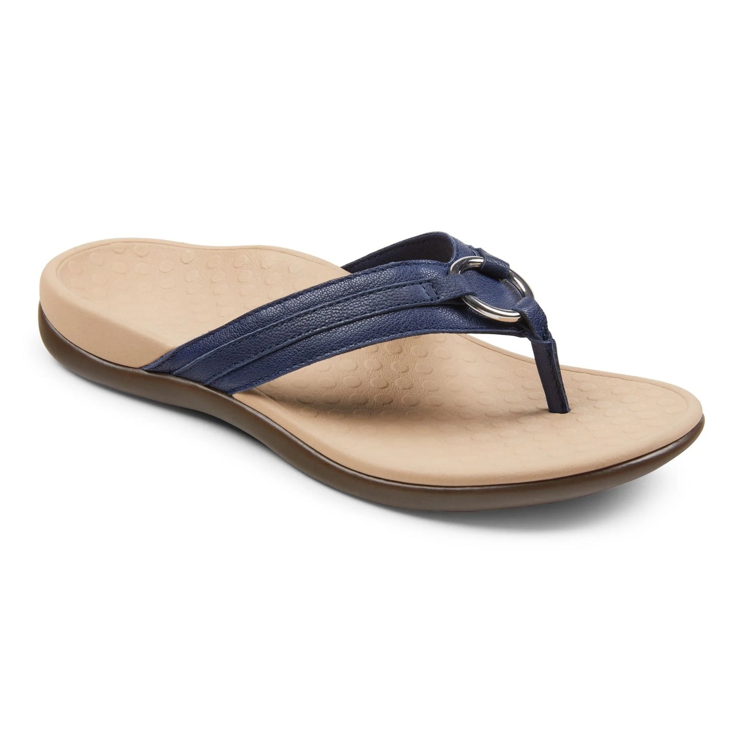 Vionic Tide Aloe Toe Post Sandal Navy Leather