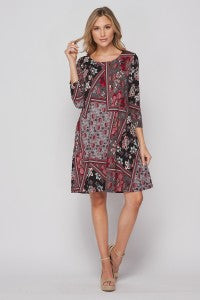Grey Red Dress