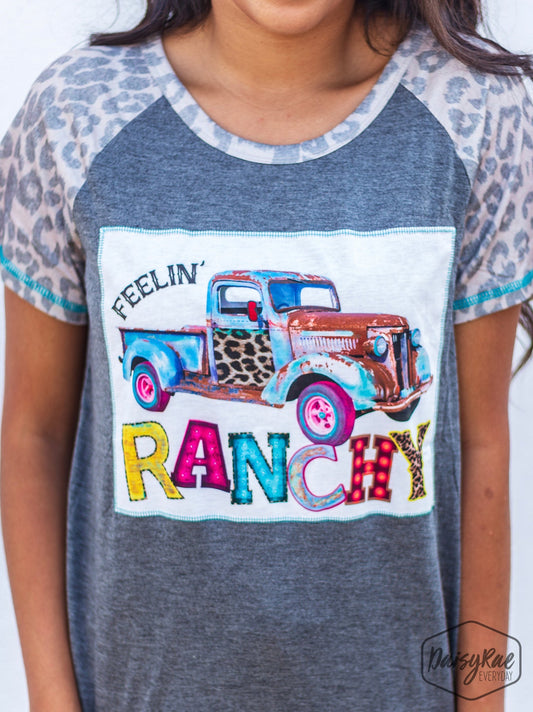 Feelin' Ranchy Truck Leopard Sleeve Tee